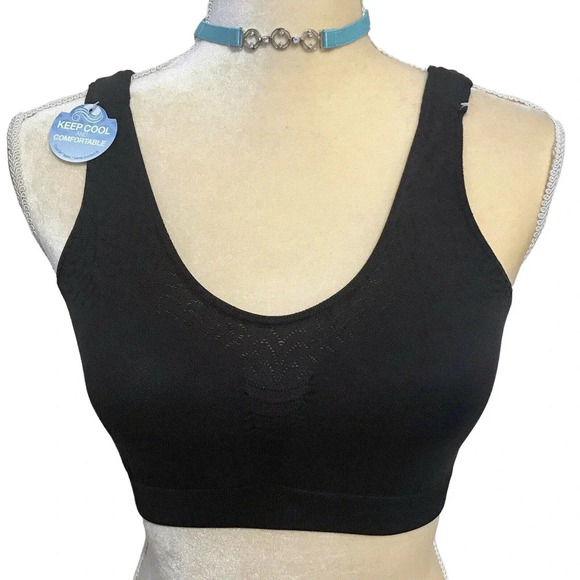Bali NWOT Black Comfort Revolution Crop Top M - Picture 1 of 7